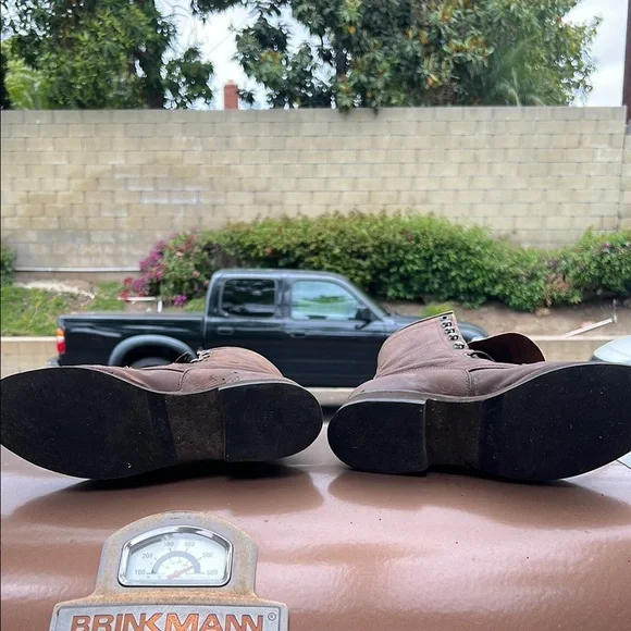 Justin Boots Brown Leather Rugged Ankle Boots - Picture 3 of 4